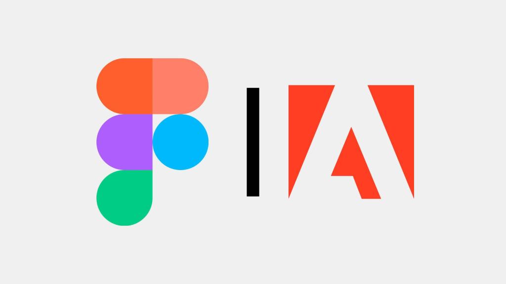 Logos de Adobe y Figma juntos en un fotomontaje.