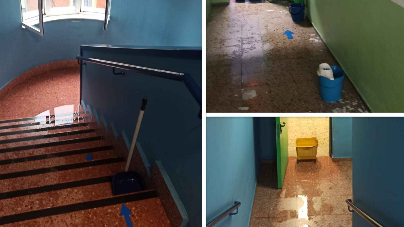 Imágenes de la inundación del colegio de León.