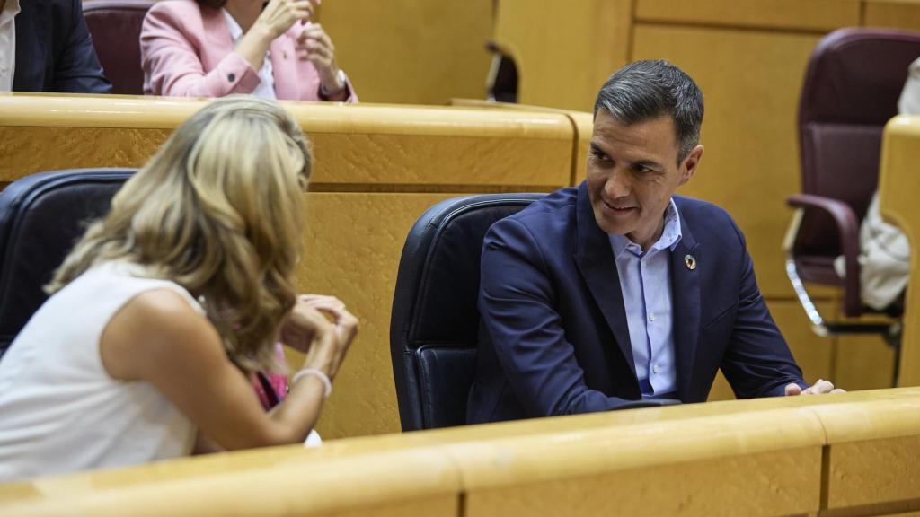 El presidente del Gobierno, Pedro Sánchez, conversando con la vicepresidenta segunda, Yolanda Díaz, en una imagen reciente.