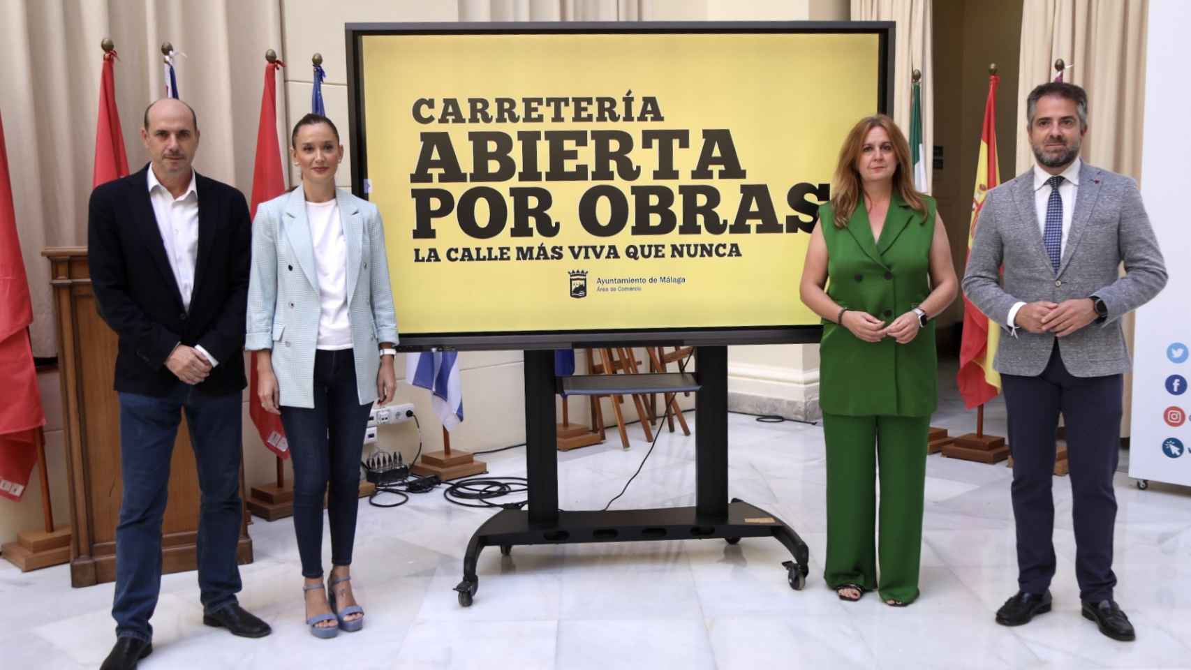 Imagen de la rueda de prensa sobre la campaña de apoyo al comercio de la calle Carretería, en Málaga.