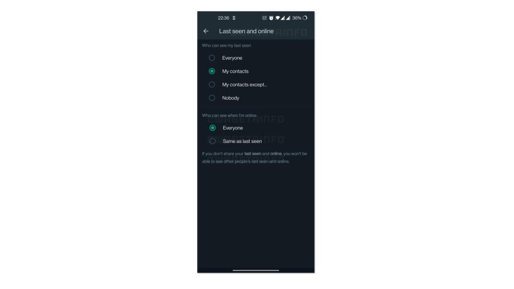 Captura función privacidad WhatsApp beta