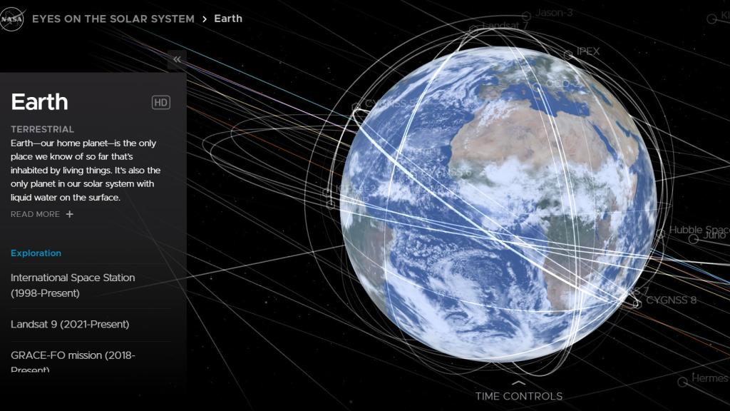 La Tierra en Eyes on the solar system de la NASA