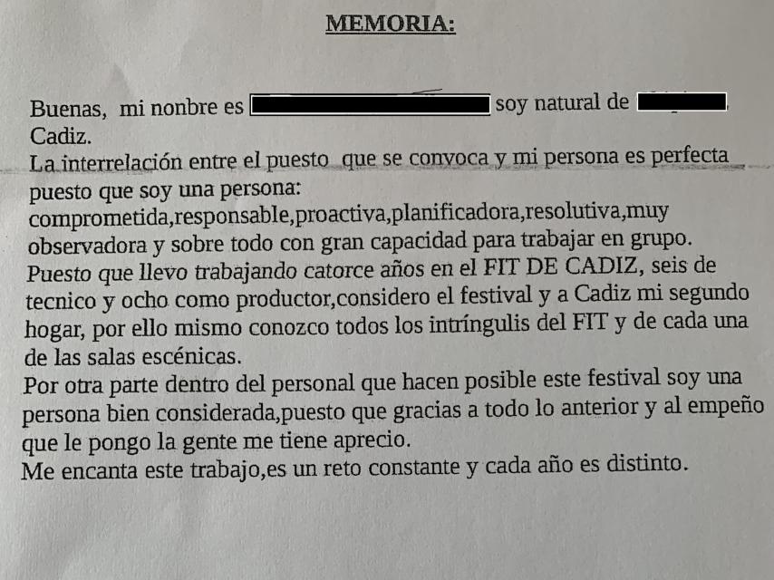 La memoria de actividades del que se hizo con el puesto, valorada con 7 puntos.