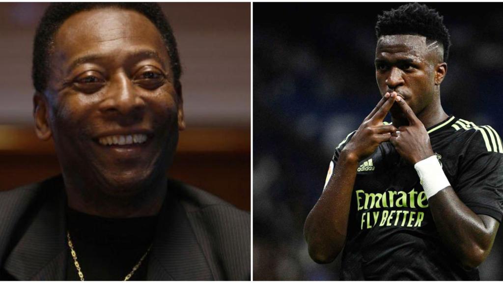 Pelé y Vinicius en un fotomontaje