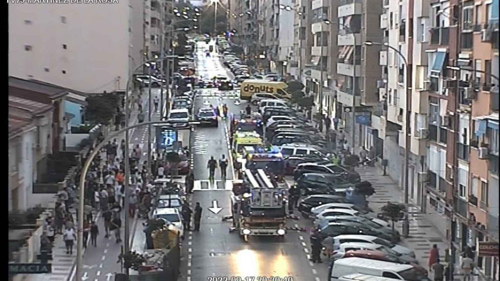 Imagen tomada de las cámaras del área de Movilidad del Ayuntamiento de Málaga de la intervención de Bomberos.