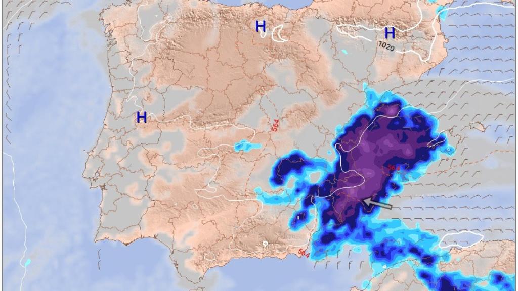 Modelo de predicción para el jueves ofrecido por METEORED y dado a conocer por Laboratorio de Climatología UA.