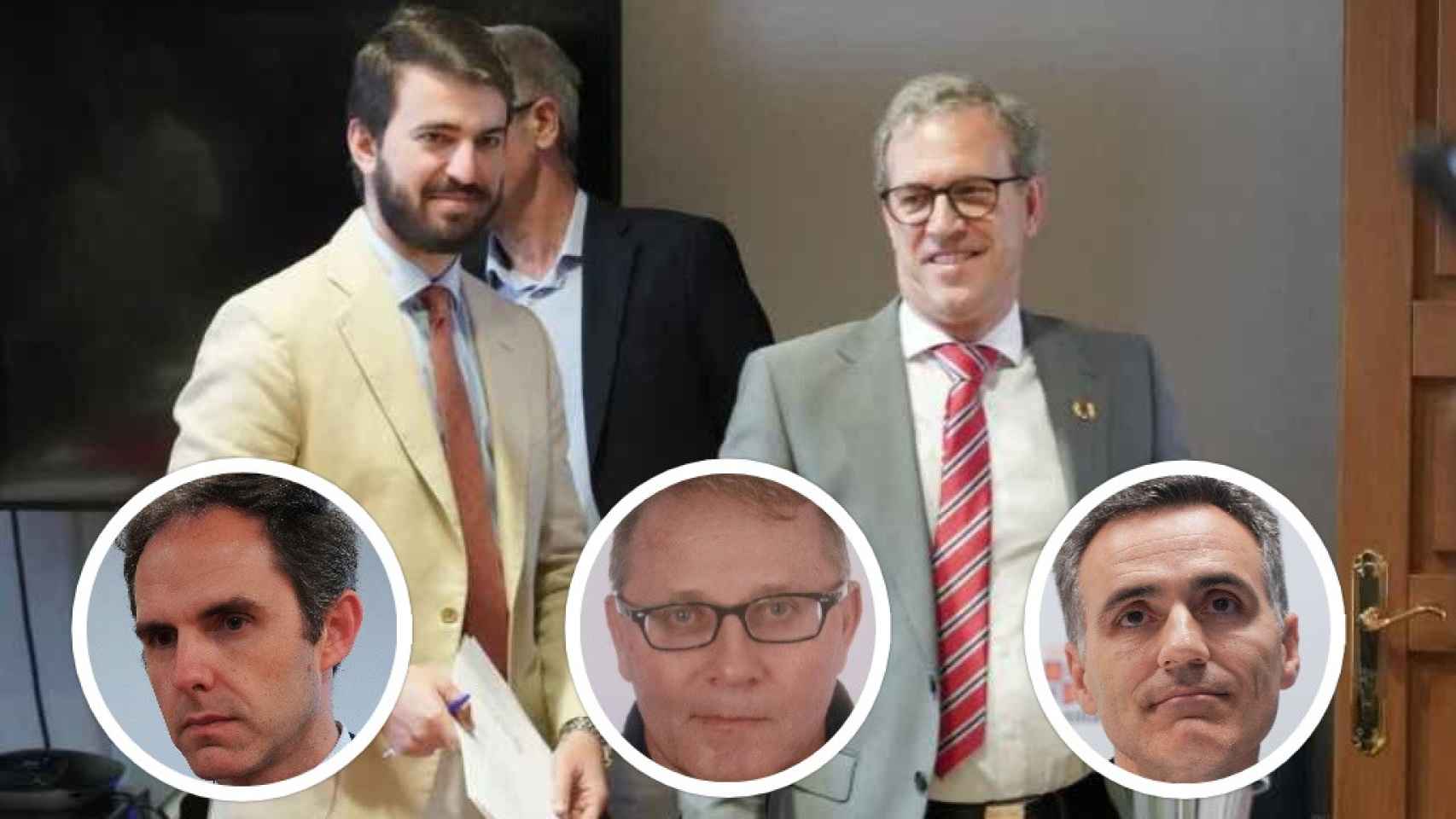 Los dimitidos Javier Moreno, Luis Méndez y Óscar Villanueva