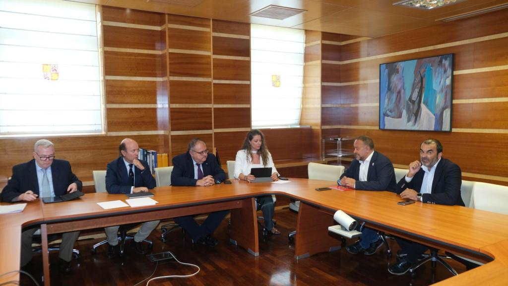 El consejero de Sanidad, Alejandro Vázquez, en reunión con el presidente del consejo comarcal del Bierzo, Gerardo Álvarez Couriel