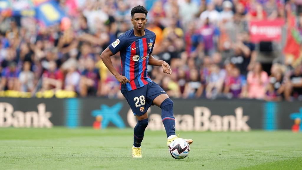 Alejandro Balde durante el partido del Barça de este sábado