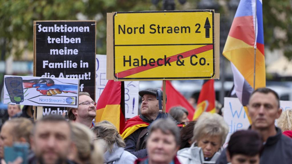 Una manifestación prorrusa celebrada en Frankfurt, Alemania.