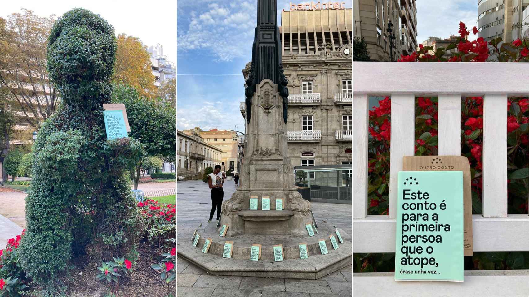 La campaña de Outro Conto inundó de libros el centro de Vigo.