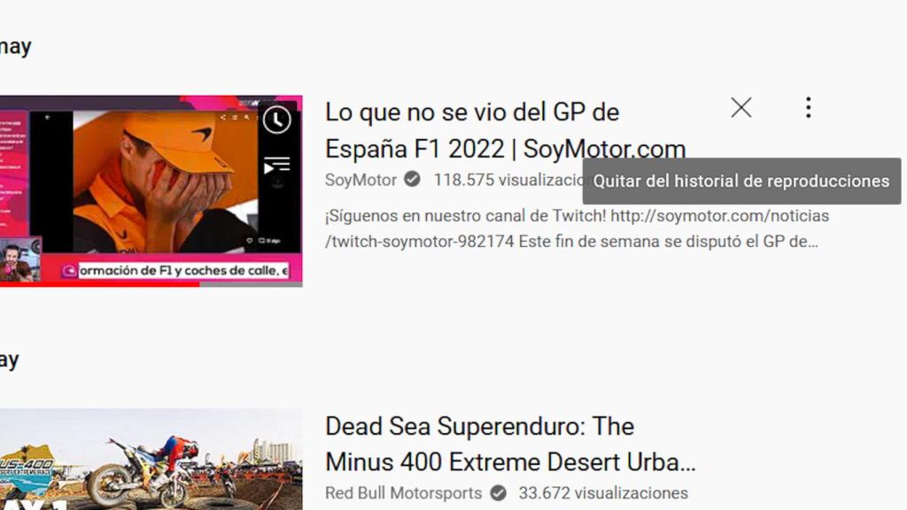 La mejor manera de evitar vídeos en YouTube es limpiar el historial