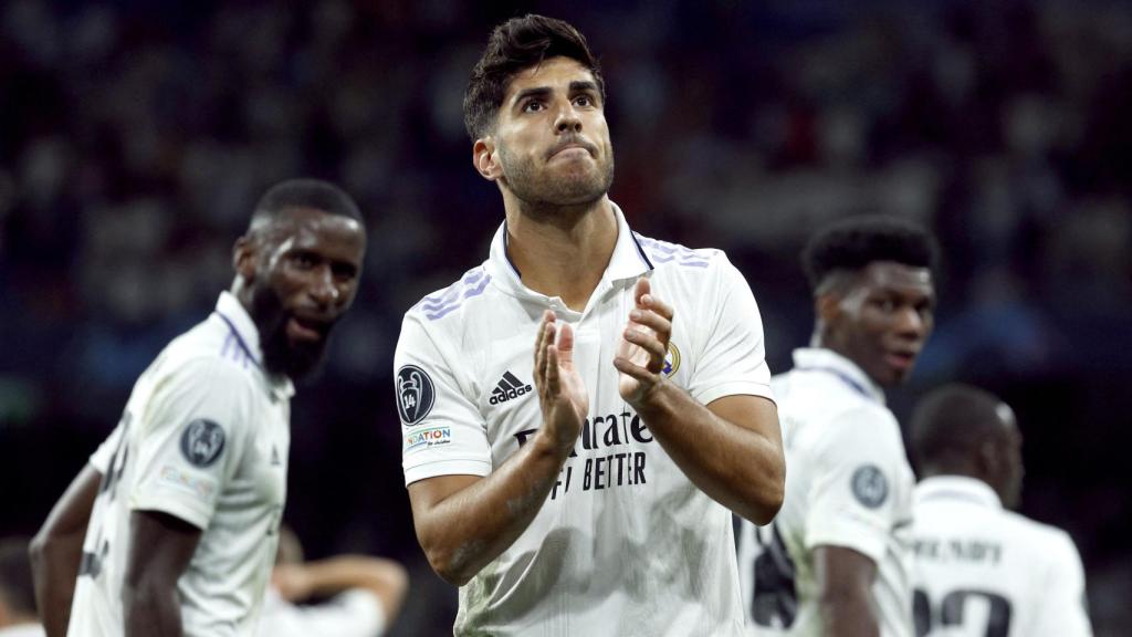 Marco Asensio celebra un gol con el Real Madrid