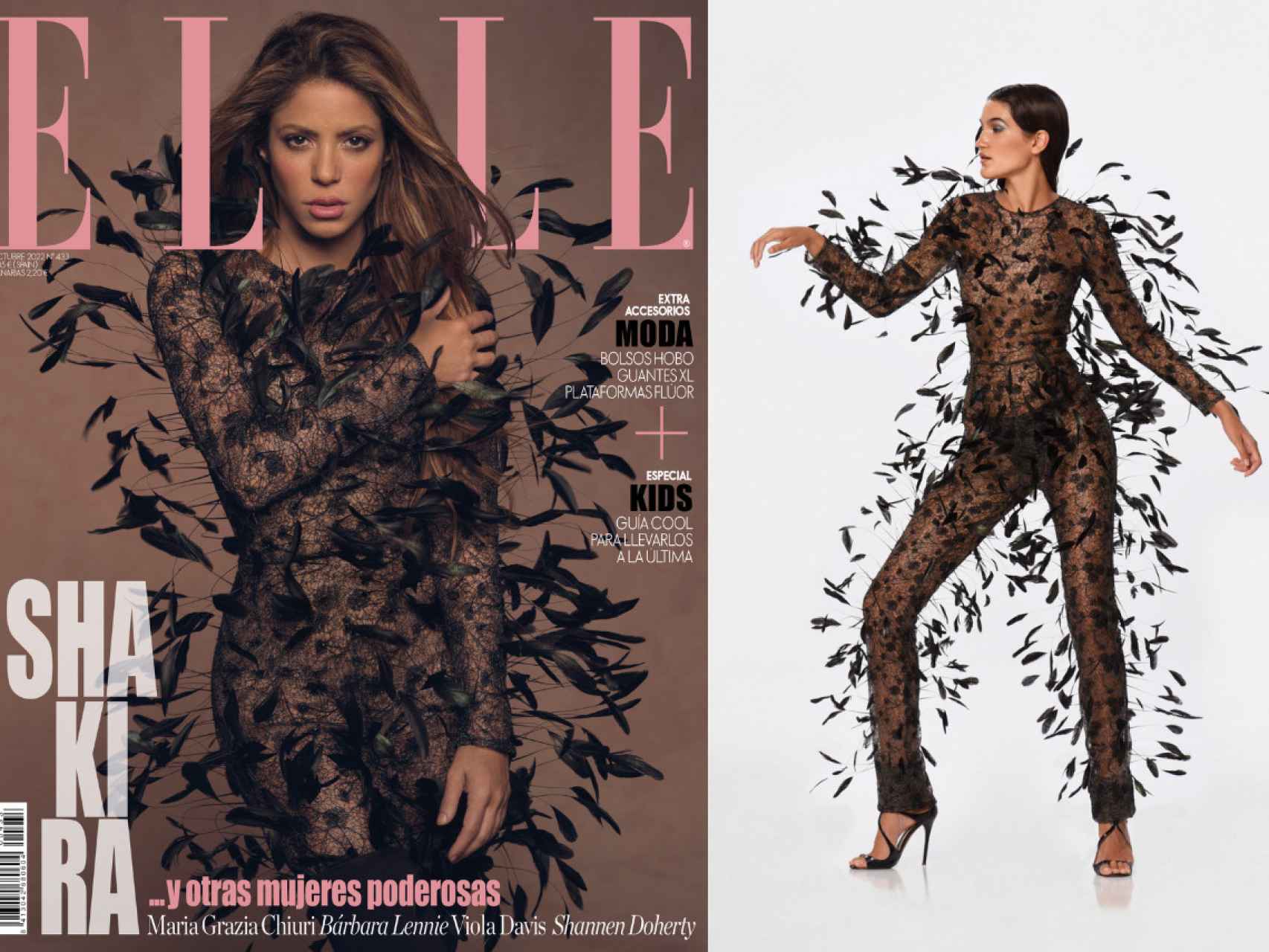 La cantante en la portada de Elle, con mono de Claro Couture.