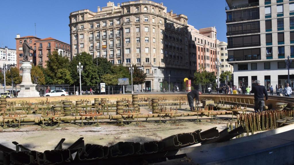 Las obras en la fuente de la Plaza Zorrilla