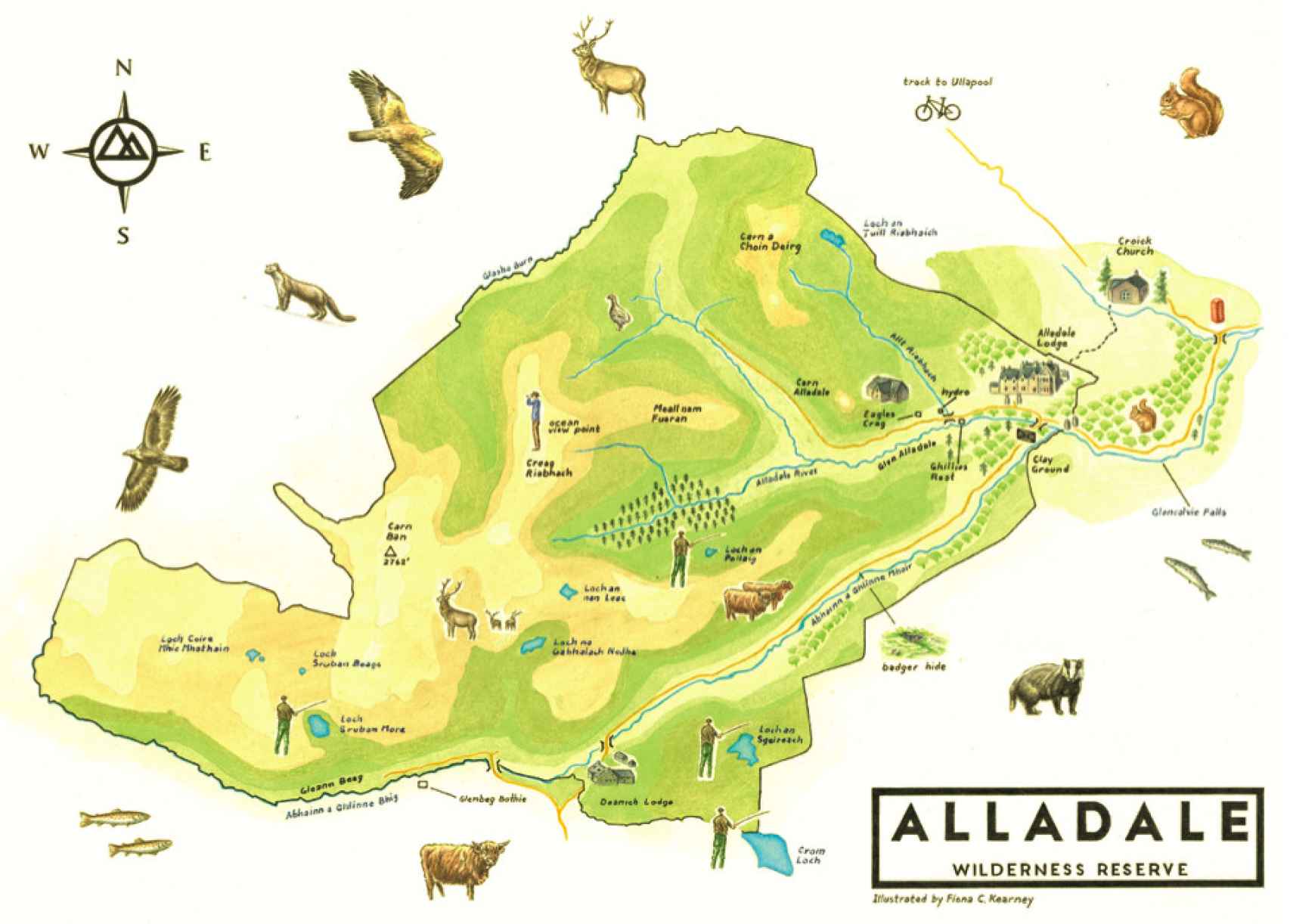 Mapa con algunos de los puntos clave de la reserva de Paul Lister