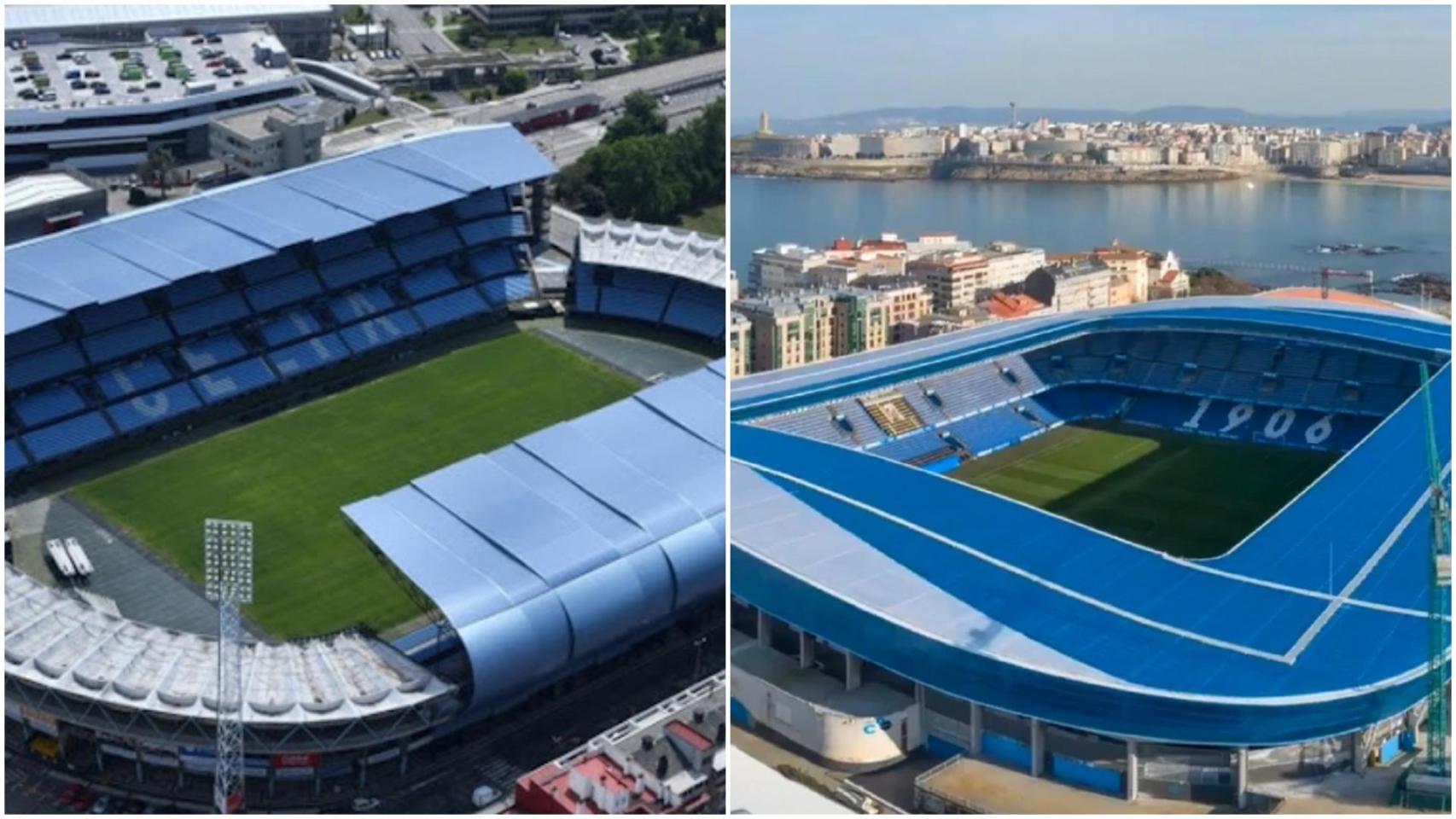 Estadios de Balaídos y Riazor.