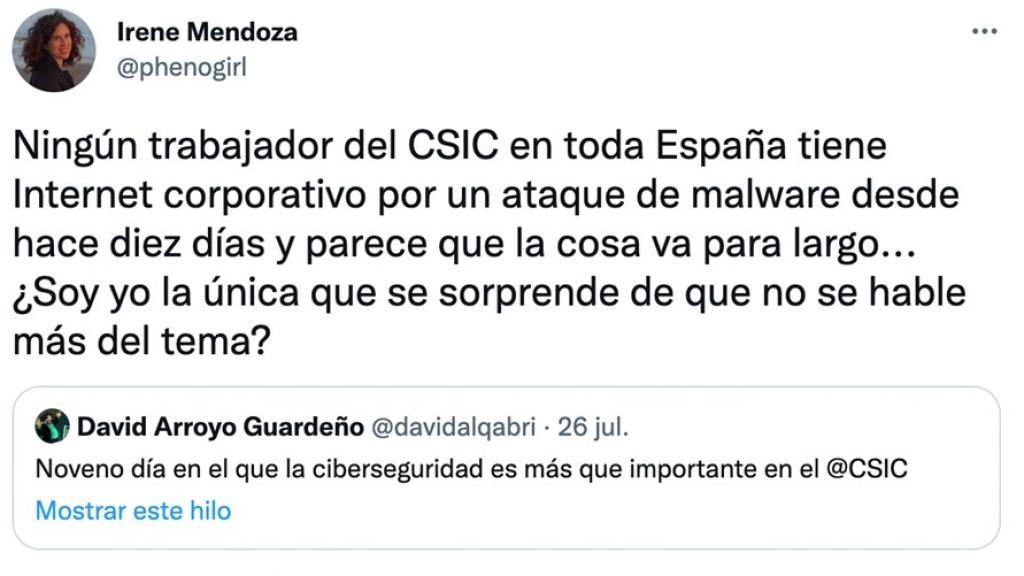 Conversación en Twitter.