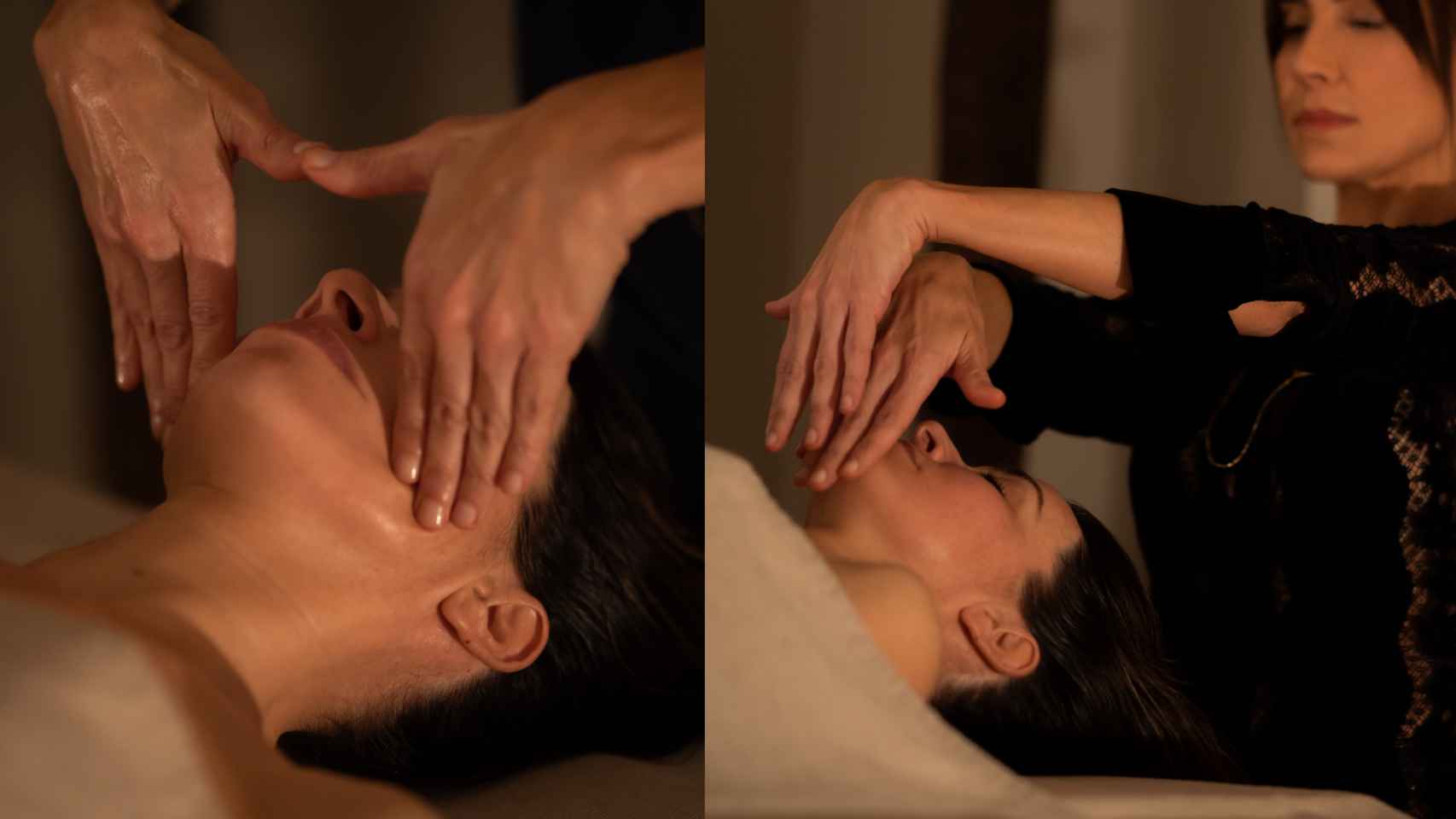 Yvette Pons, durante su terapia o masaje facial.