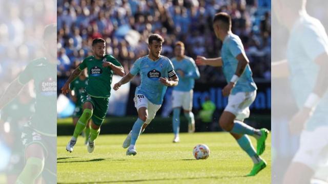 Iker Losada durante el partido entre el Celta B y el Deportivo.