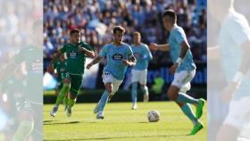 Iker Losada durante el partido entre el Celta B y el Deportivo.