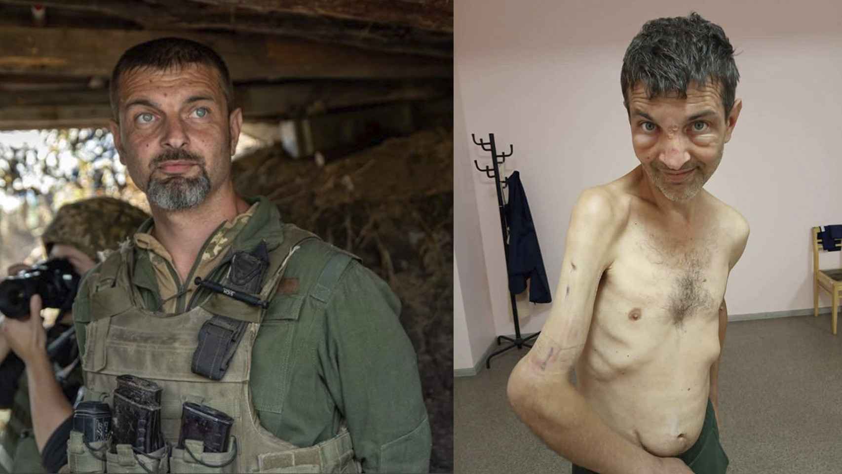 Mijailo Dianov, antes y después de su cautiverio.