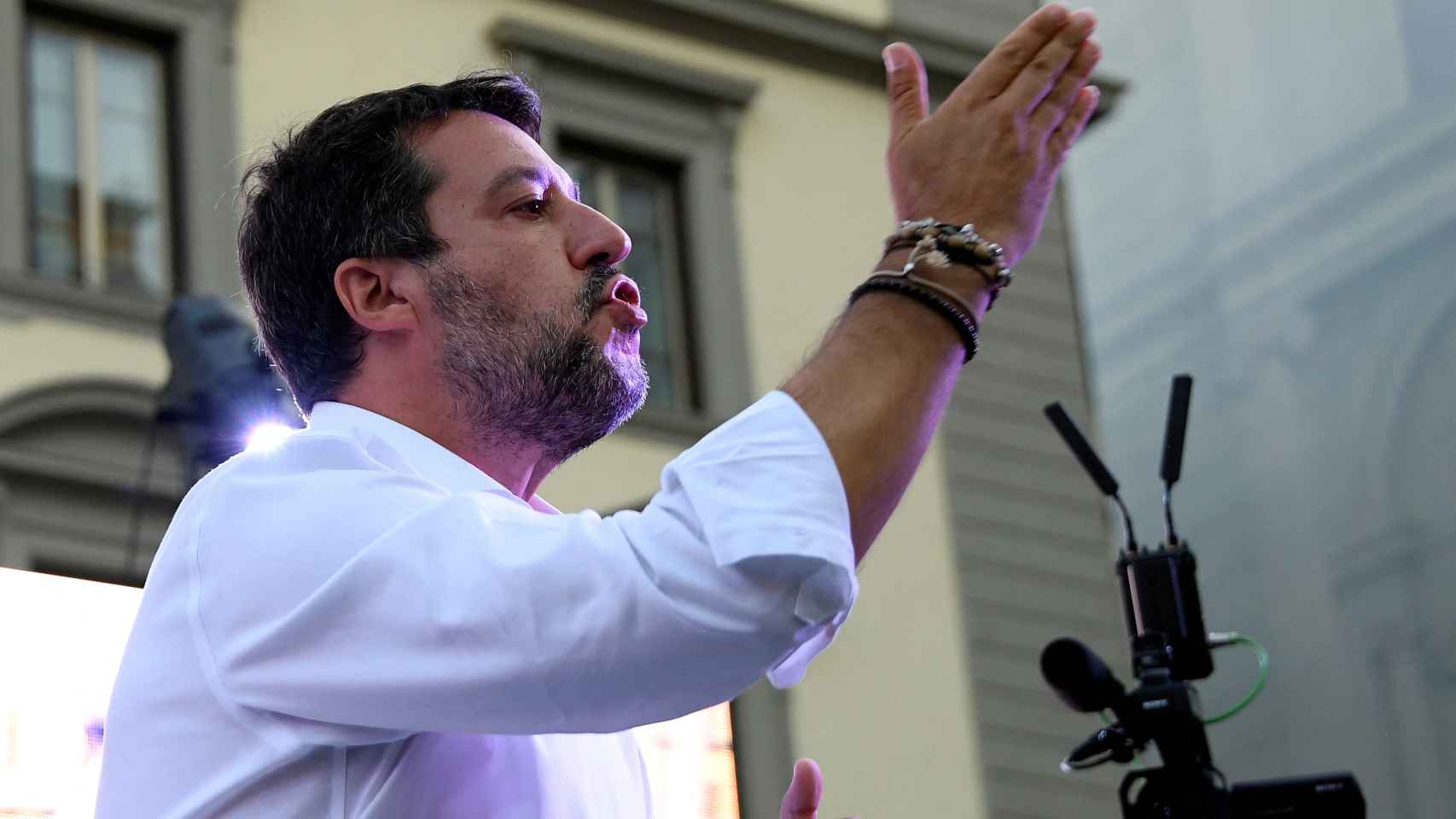 Matteo Salvini, líder de la Liga Norte, en el cierre electoral del domingo.
