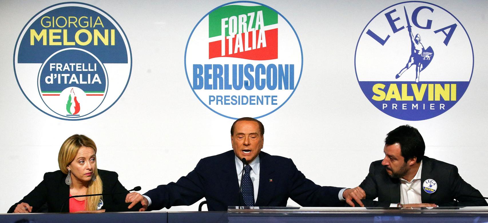 Los candidatos de la coalición de ultraderecha ganadora de las elecciones en Italia.