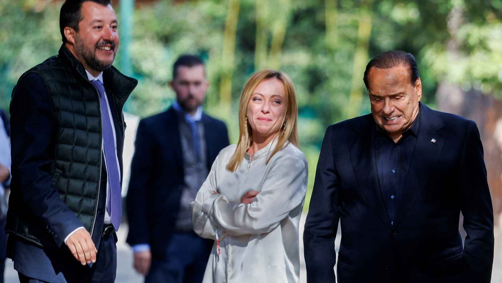 Los tres representantes de la derecha italiana, en una reunión preelectoral en Roma.