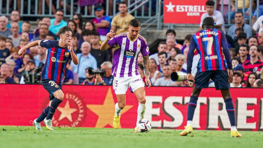 Javi Sánchez en el partido ante el F.C. Barcelona en el Camp Nou