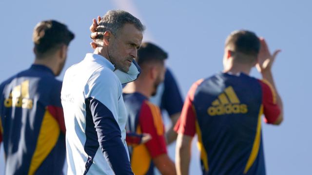 Luis Enrique, durante un entrenamiento de la Selección