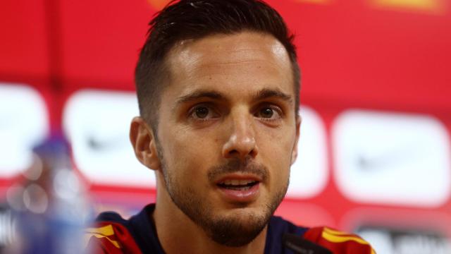 Pablo Sarabia, en rueda de prensa de la UEFA Nations League