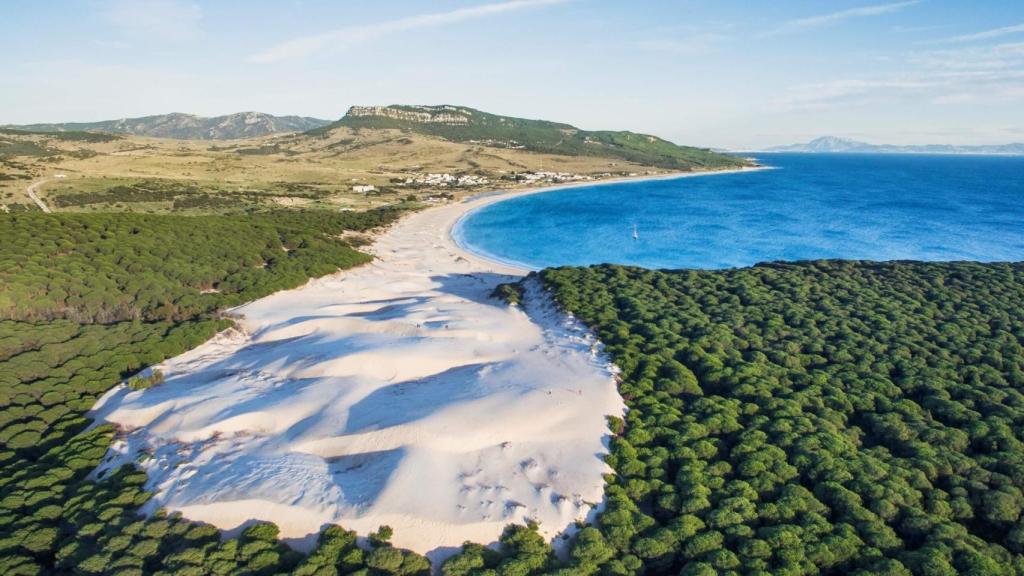 La Duna de Bolonia, con la playa, al fondo.