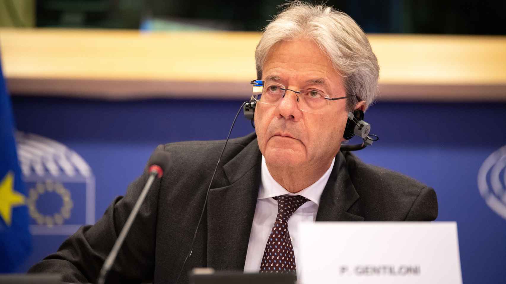 El comisario de Asuntos Económicos, Paolo Gentiloni, en una comparecencia este lunes en la Eurocámara