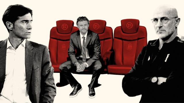 Marcelino García Toral, Luis Enrique Martínez y Luis de la Fuente en un fotomontaje