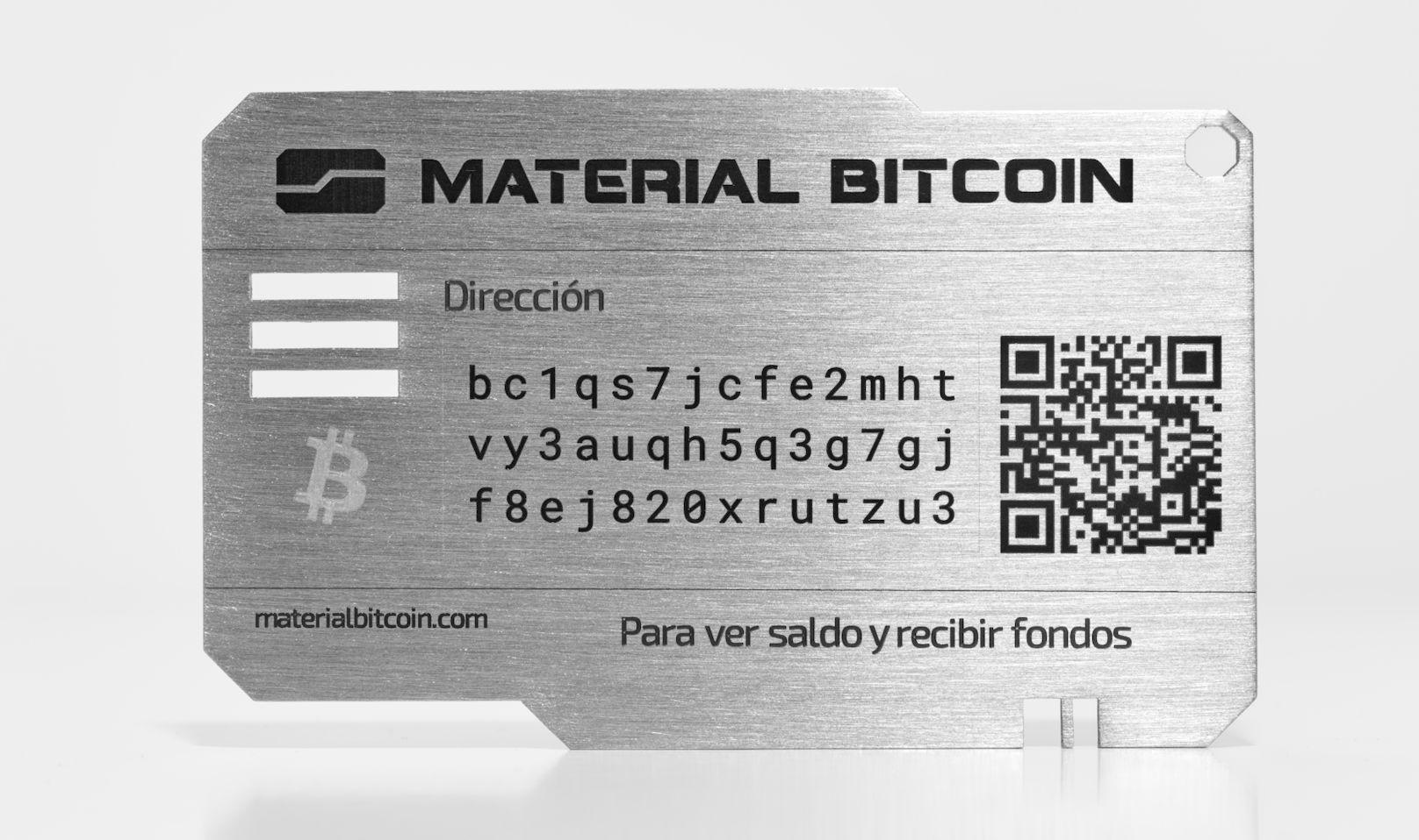 Material Bitcoin, el monedero físico bitcoin más seguro del mundo.