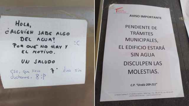 Los vecinos afectados por los cortes de agua en O Calvario (Vigo).