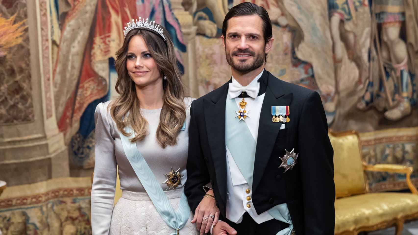 Sofía y Carlos Felipe de Suecia en la cena de gala ofrecida en el palacio de Estocolmo.