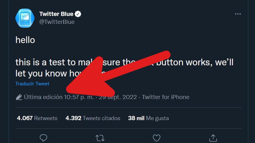 Indicador de que un tuit ha sido editado en Twitter