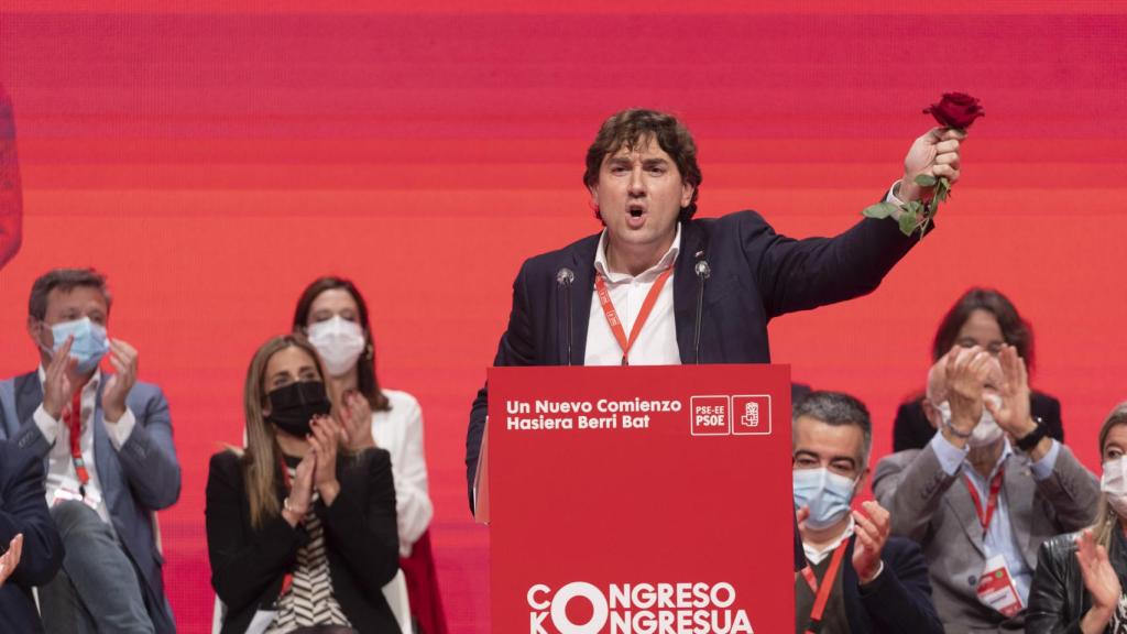 Eneko Andueza, proclamado líder del PSE-EE en el 9º congreso de la formación, en Bilbao.