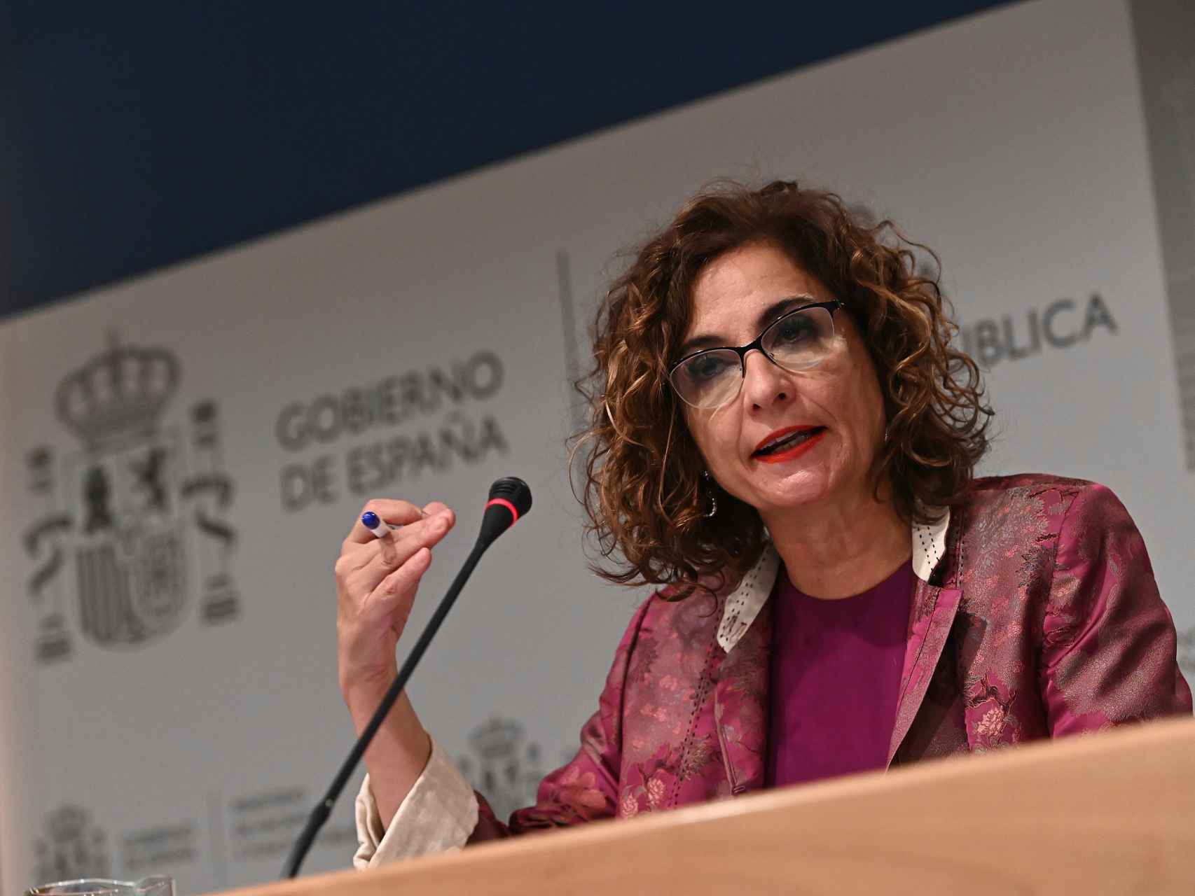 María Jesús Montero, ministra de Hacienda, durante el anuncio de las nuevas medidas fiscales.