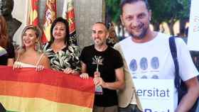 Juan David Santiago, derecha, y la presentación del Orgullo en Alicante este año.