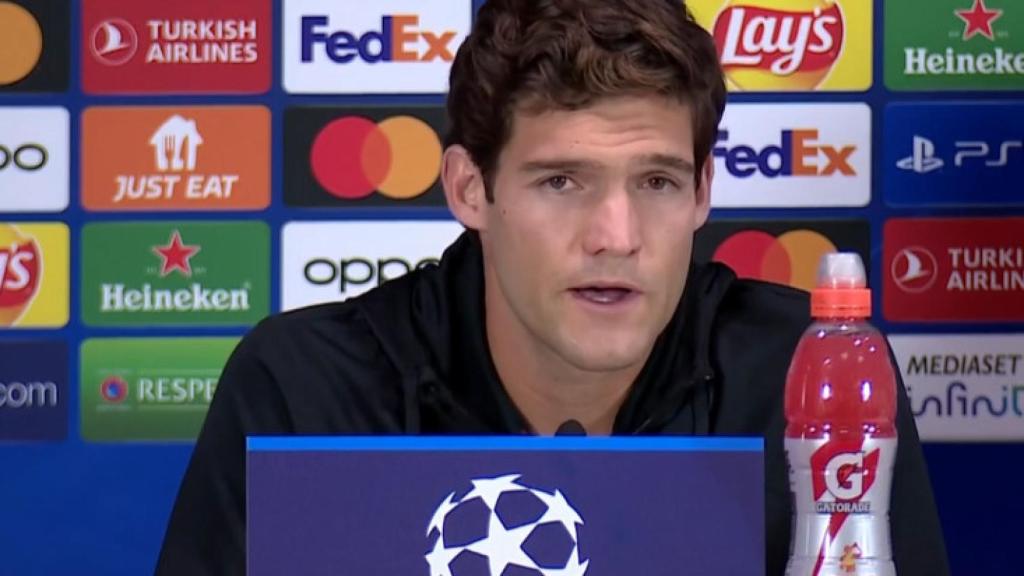 Marcos Alonso, en rueda de prensa de la UEFA Champions League