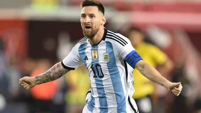 Leo Messi durante un partido con Argentina