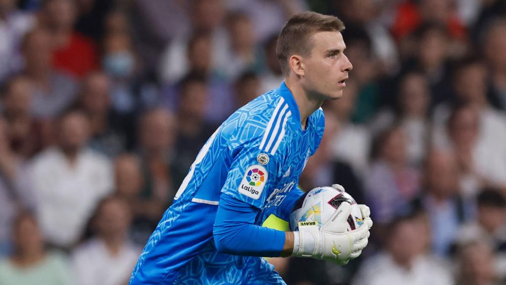 Andriy Lunin, en un partido del Real Madrid de la temporada 2022/2023