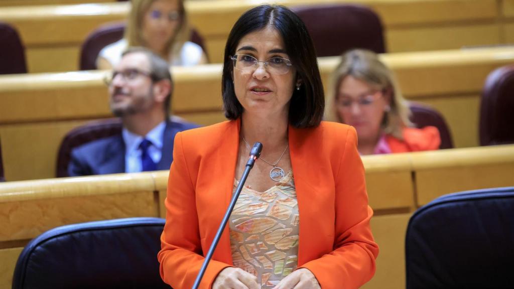 La ministra de Sanidad, Carolina Darias, este martes durante la sesión de control al Gobierno en el Senado.