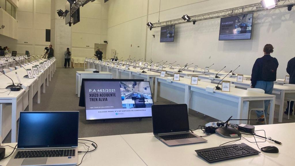 Sala de vistas para el juicio del accidente de tren de Alvia en la Cidade da Cultura.