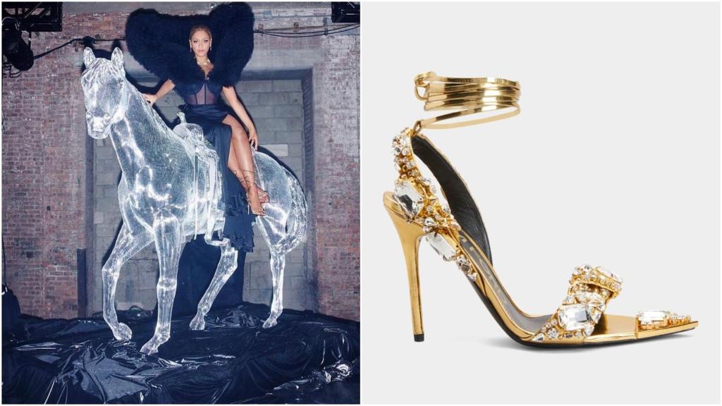 Beyoncé con las sandalias de Tom Ford.