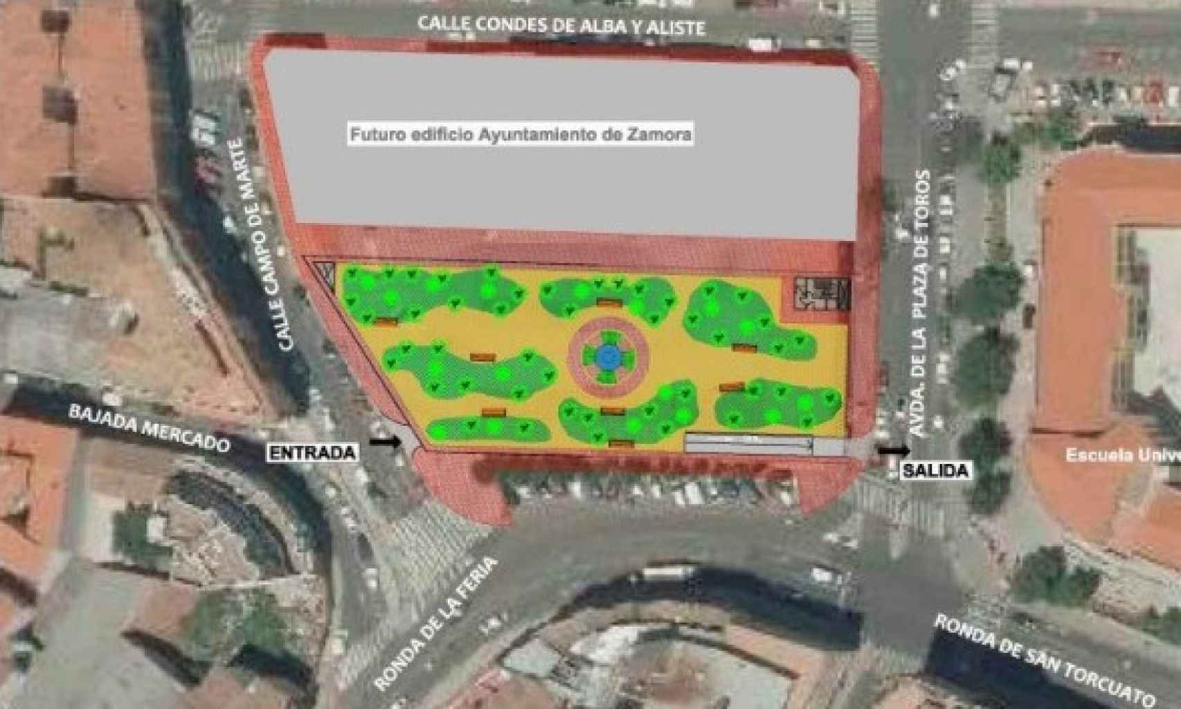 Ubicación del futuro parking subterráneo de Zamora