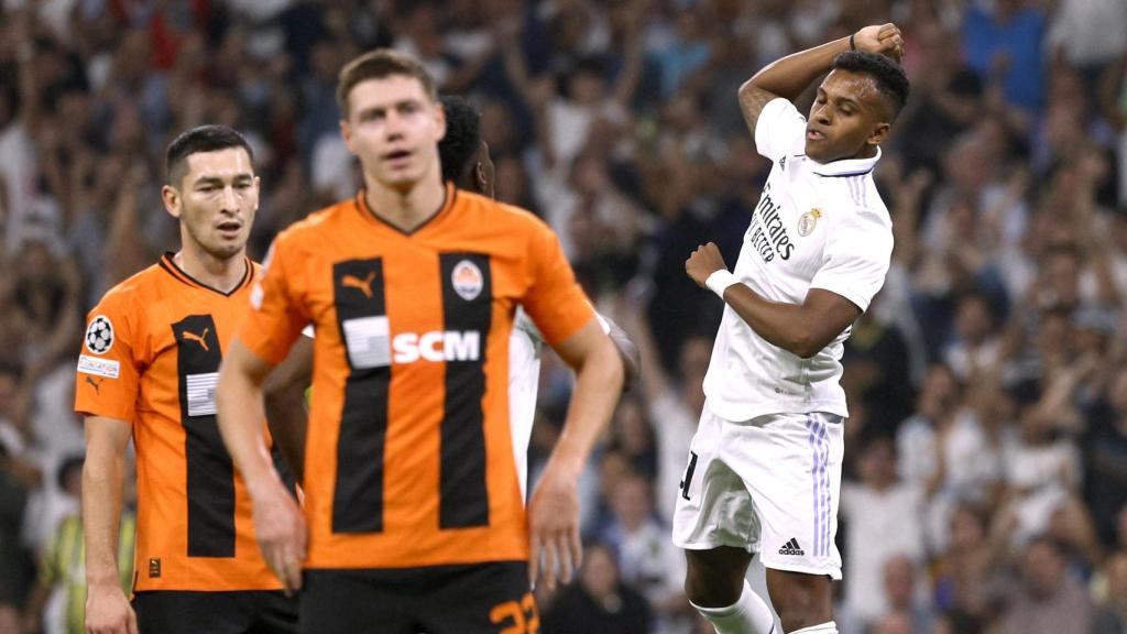 Rodrygo Goes, celebrando su gol con el Real Madrid ante el Shakhtar Donetsk